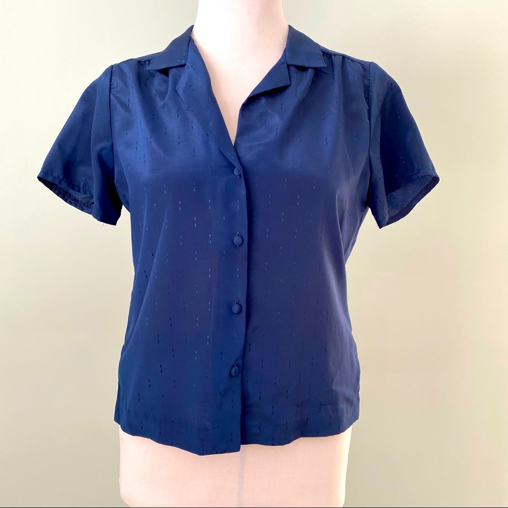 Johnathan Martin Navy Blue Blouse